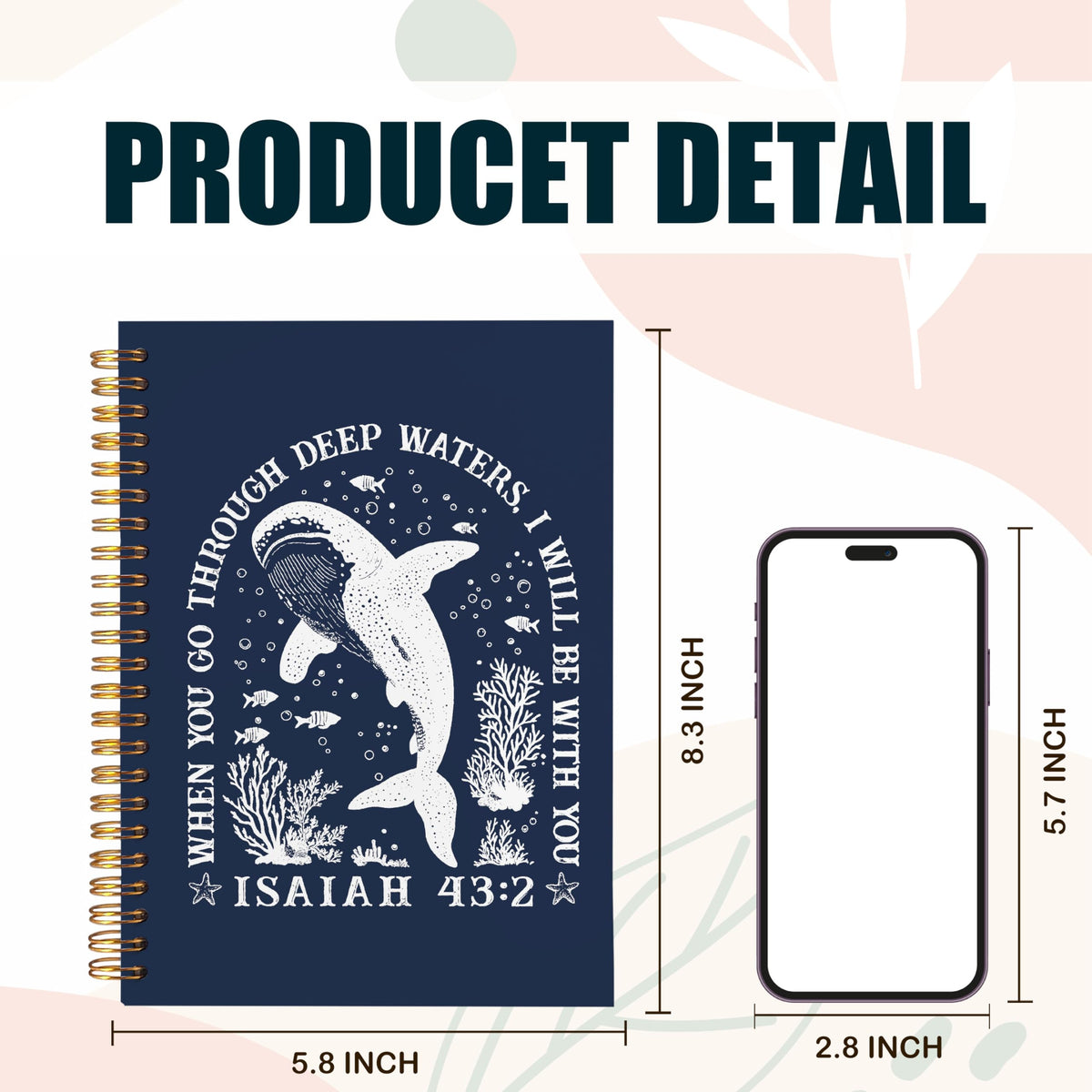 Shark Bible Notebooks for Note Taking, Shark Gifts, Shark Christian Office Supplies, Christian Journaling Notebook, Scripture Journals for Writing, Prayer Journal for Woman 5.5x8.3