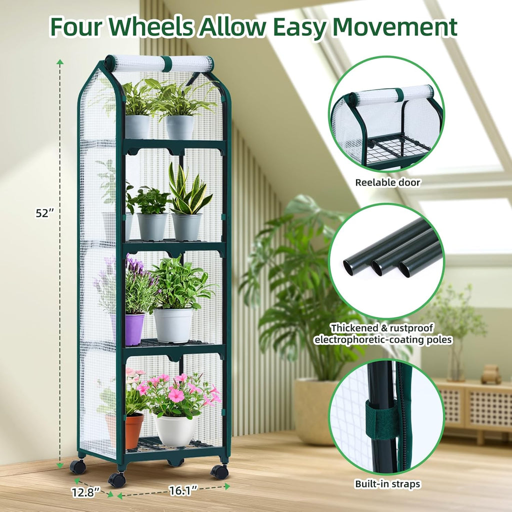 Ohuhu Portable Greenhouse with 4 Shelves (Mini & Large Sizes)