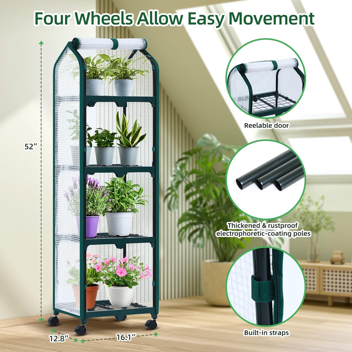 Ohuhu Portable Greenhouse with 4 Shelves (Mini & Large Sizes)