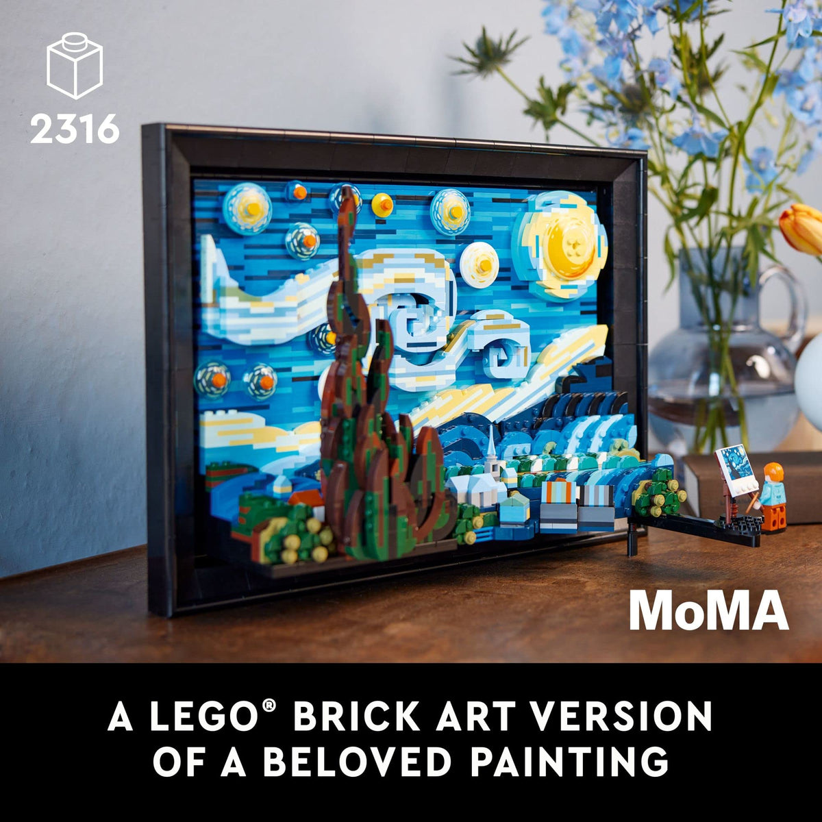 LEGO Ideas Vincent Van Gogh The Starry Night - Building Set for Adults, Ages 18+ - Beautifully Detailed Home Wall Art Decor - Gift for Men & Women - 21333