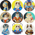 Puraikcmi 8PCs Diamond Paintings Coasters Kits Set, Funny Cat Diamond Art Coasters with Holder, DIY Crafts Diamond Art Kits Adult Craft Diamond Dots Gift