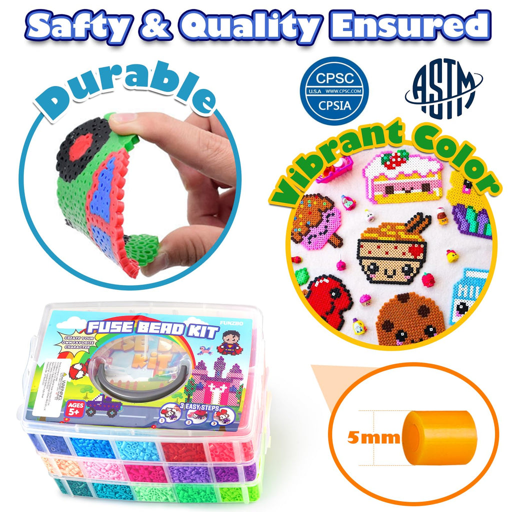 23000 5mm Fuse Beads Kit for Craft Gifts - 22 Colors | 106 Patterns