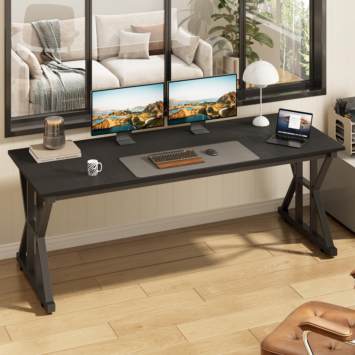 63" Large Computer Desk with Thickened Frame for Home Office, Living Room