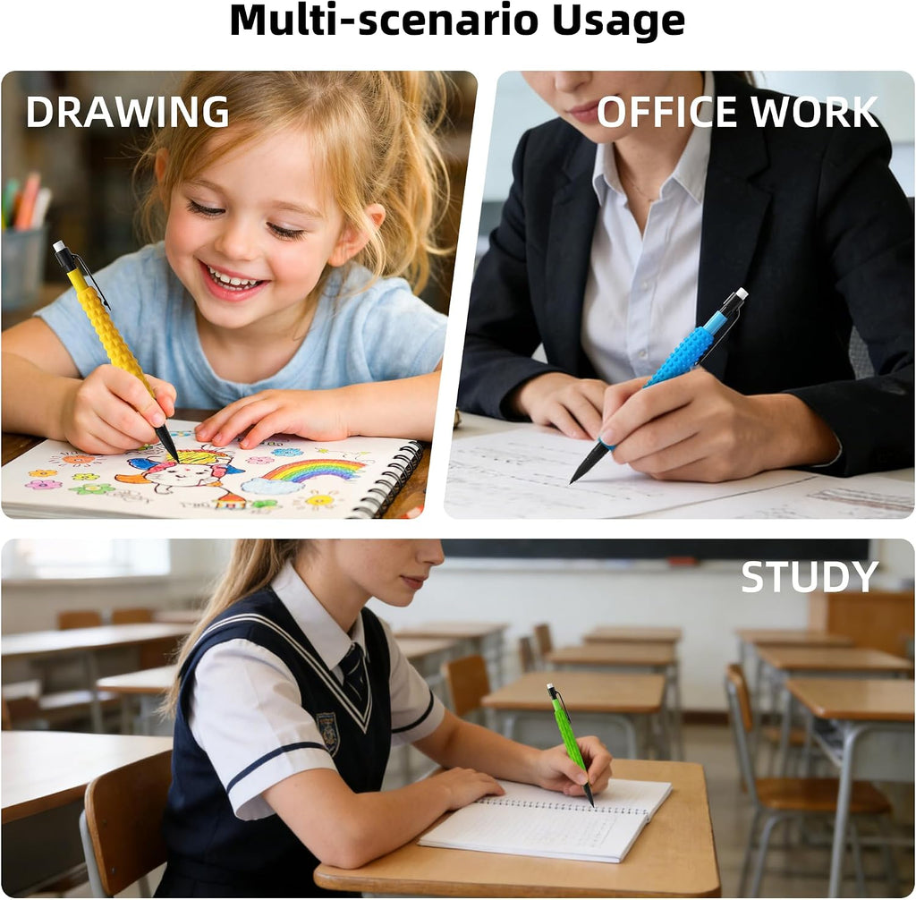 ELETIUO 4-in-1 Silent Fidget Pencil – Sensory Focus Tool for Stress Relief, ADHD, Autism & Anxiety. Fine Motor Skills Aid with Textured Silicone Sleeve for for Kids and Adults