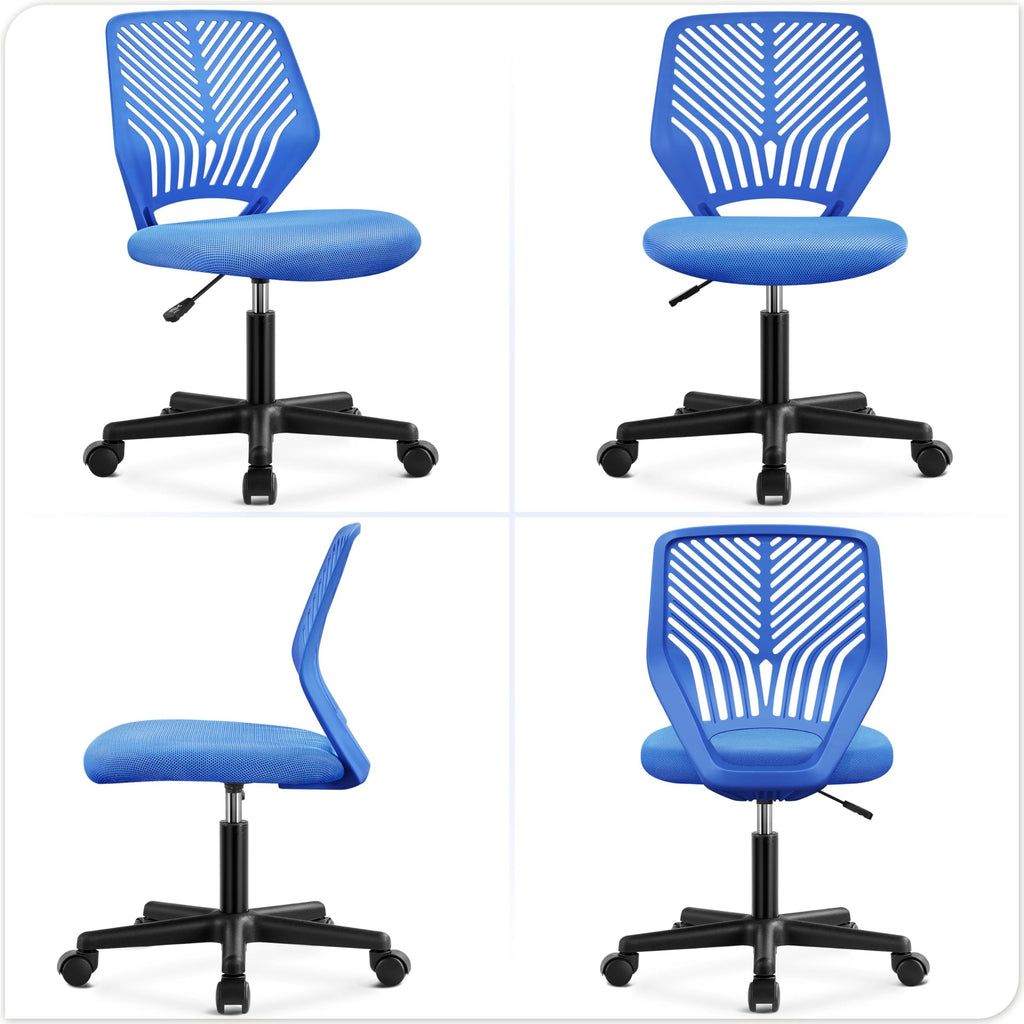 Yaheetech Small Desk Chair, Armless Adjustable Swivel Seat, Green