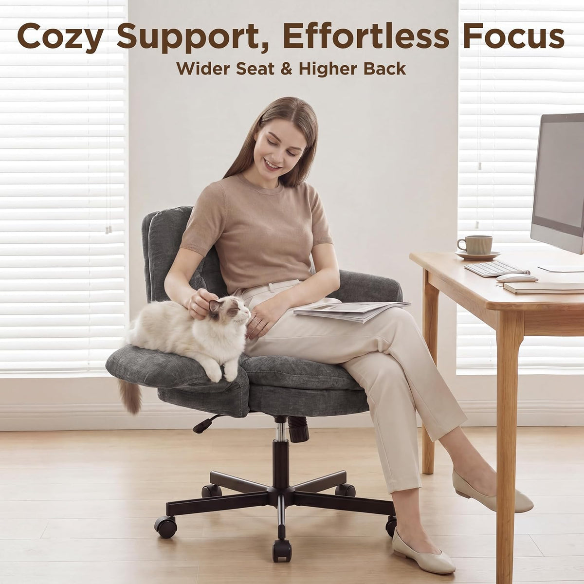 FiveWillowise Low-Back Cross-Legged Desk Chair (Multiple Colors)