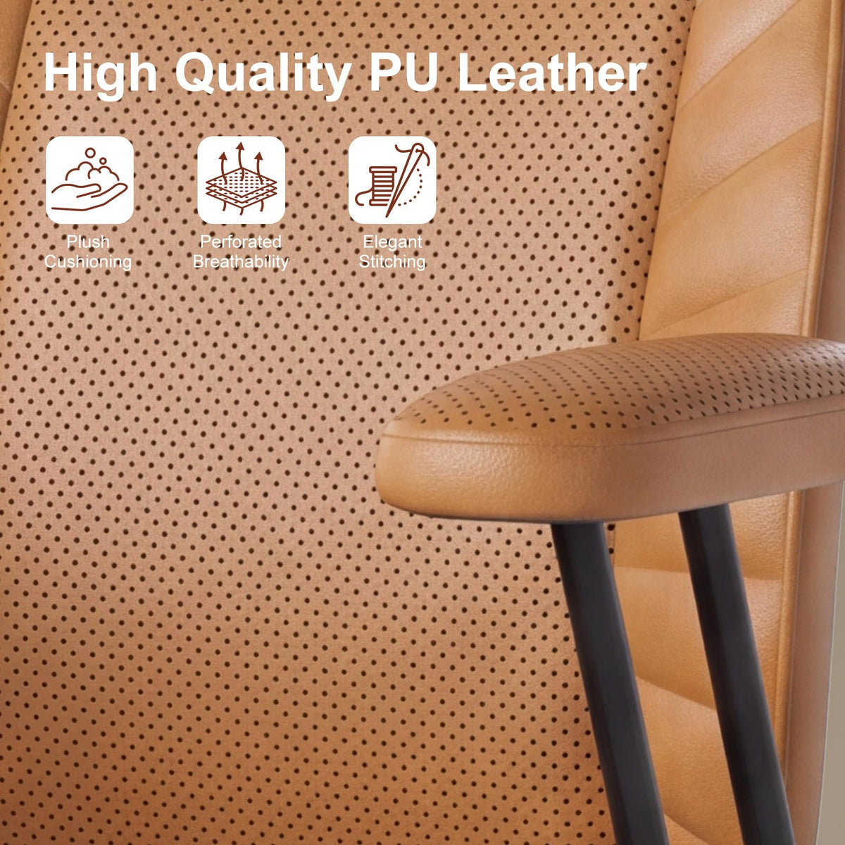 BFZ Leather Home Office Desk Chair with Lumbar Support, Brown