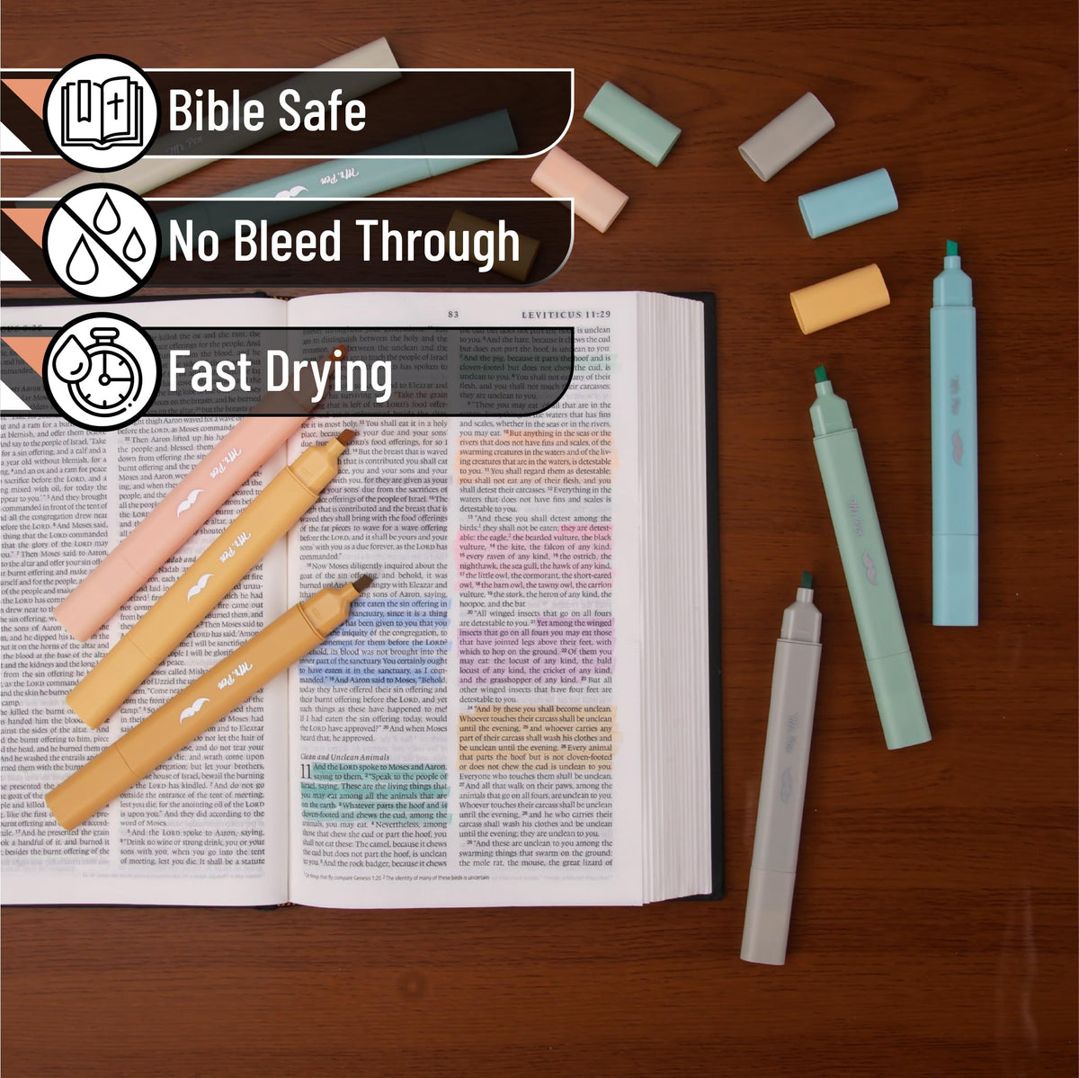 Mr. Pen- Dual Tip Bible Highlighters with Stand, 24 Pack