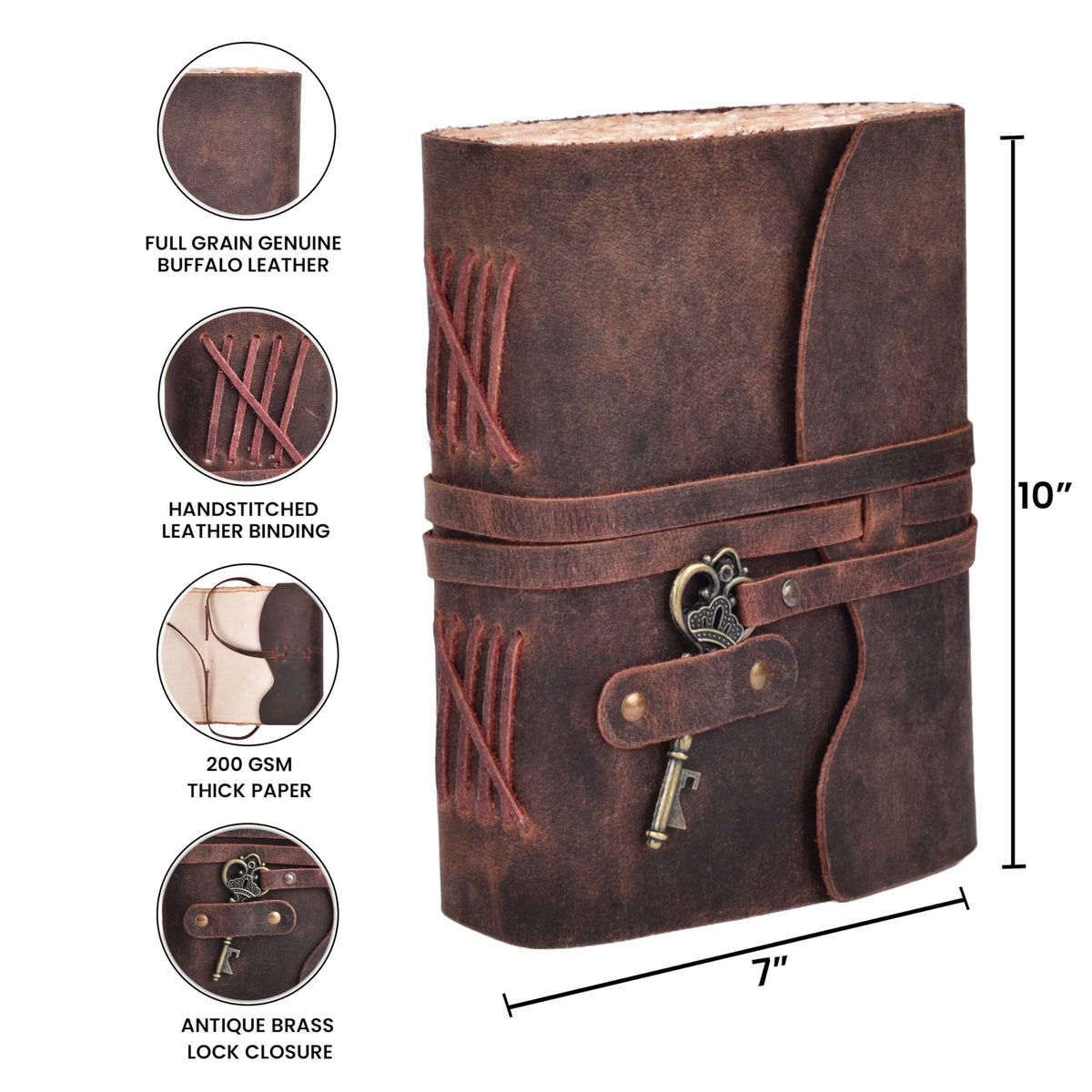 LEATHER VILLAGE Vintage Leather Journal Key Lock, Teal 6x4.
