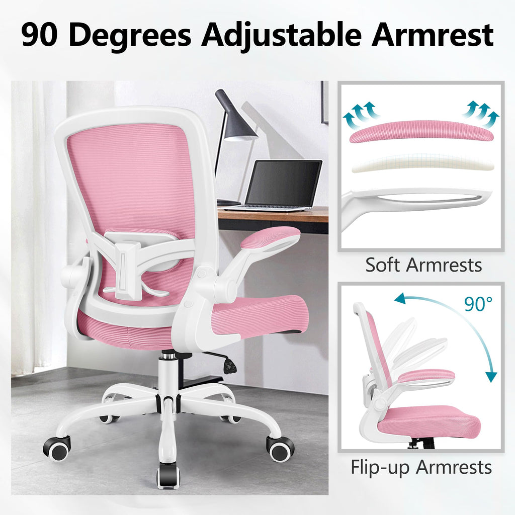 FelixKing Office Chair, Ergonomic Desk Chair Breathable Mesh Chairs Adjustable High Back Lumbar Support Flip-up Armrests, Executive Rolling Swivel Comfy Computer Chairs Home Office Black