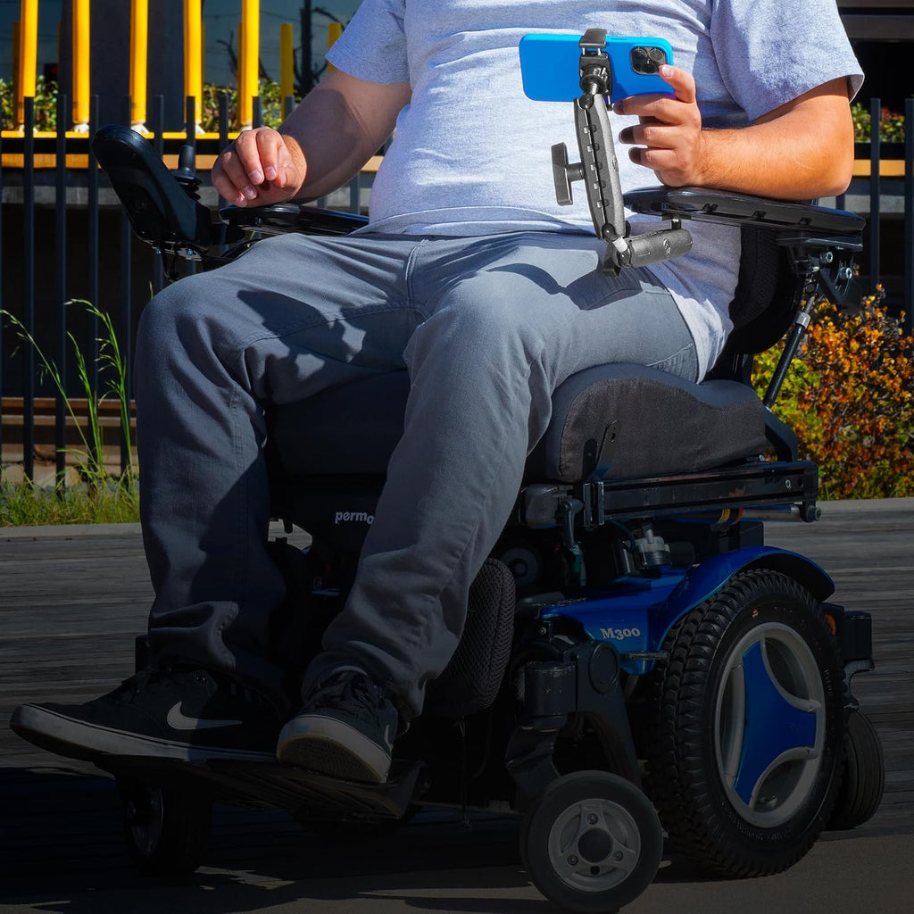 iBOLT miniProXL AccessiBOLT Phone ArmTrack Mount for Powered Wheelchairs