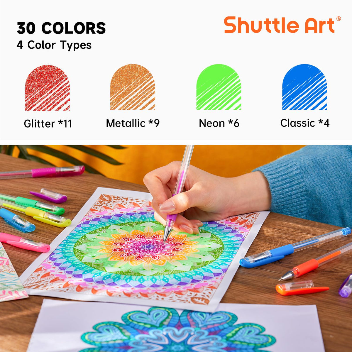 Shuttle Art 260 Pack Gel Pens Set, 130 Colors with 130 Refills for Adults Coloring Books Drawing Crafts Scrapbooking Journaling