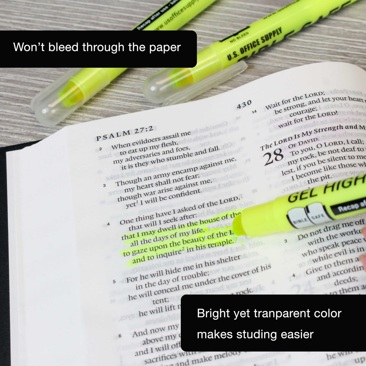 U.S. Office Supply Bible Safe Highlighter, Set of 6 Assorted Colors