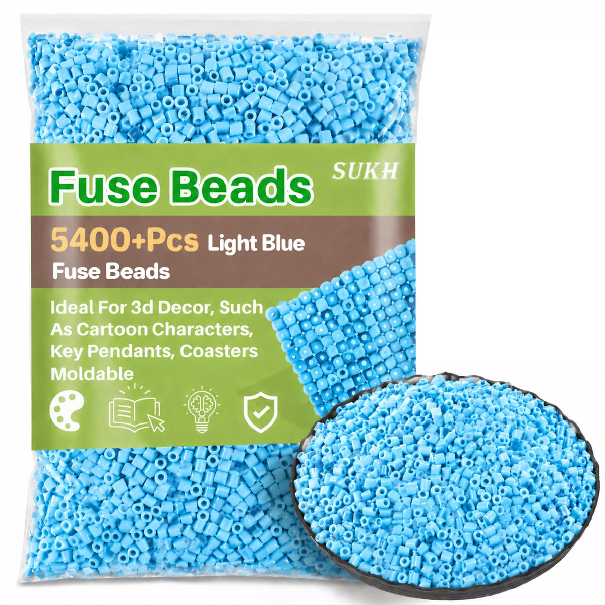 Sukh 5400+Pcs Fuse Beads Bulk - 5mm Melting Beads for Crafts, 24 Colors