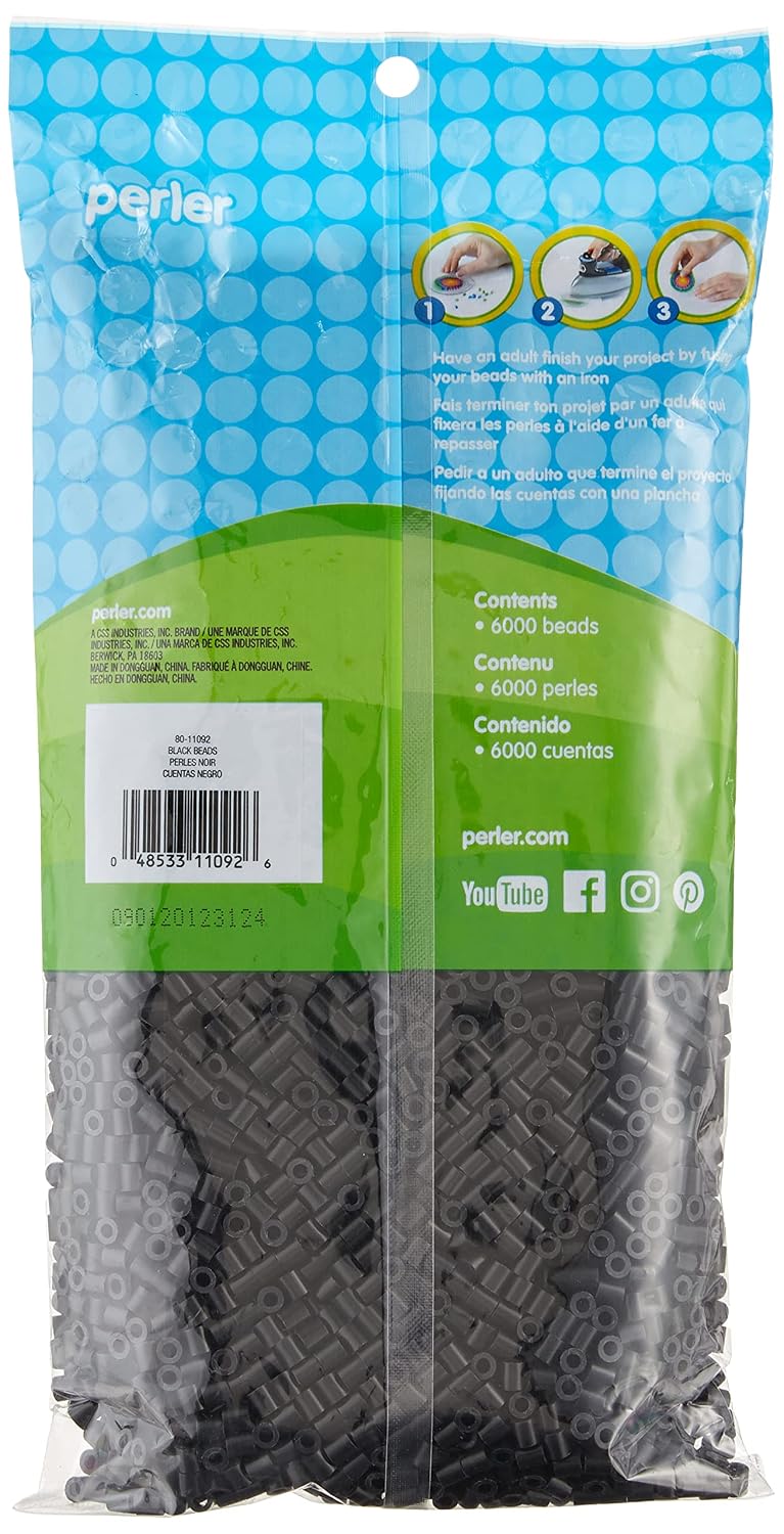 Perler Beads Fuse Beads for Crafts, Black, Small, 6000pcs
