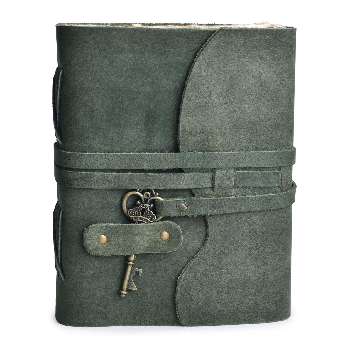 LEATHER VILLAGE Vintage Leather Journal Key Lock, Teal 6x4.