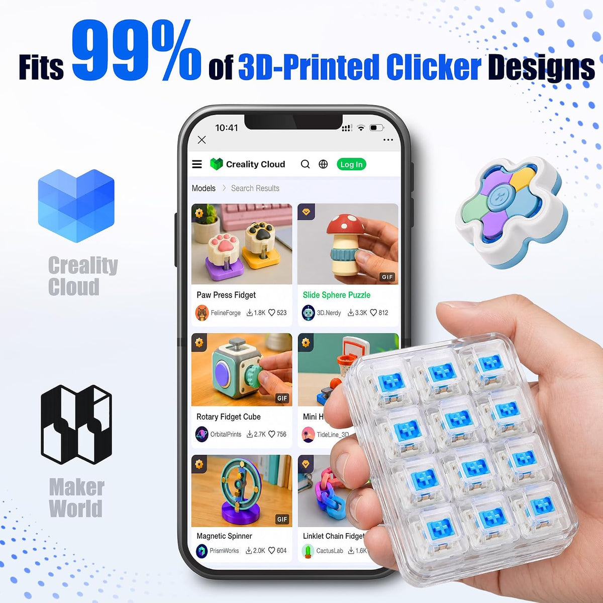 50PCS Keyboard Clickers for 3D Prints, Blue Mechanical Keyboard Switches