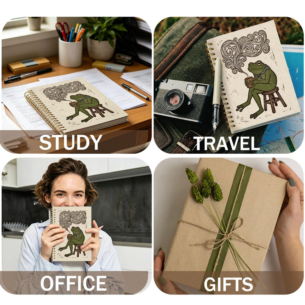 Frog Notebook, Frog Office Supplies, Cute Spiral Journal for Teens