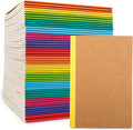 Feela 56-Pack A5 Kraft Notebooks – 60 Pages, Lined | Rainbow Spine Bulk Journal Set for Classrooms & Junk Journaling