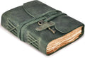 LEATHER VILLAGE Vintage Leather Journal Key Lock, Teal 6x4.