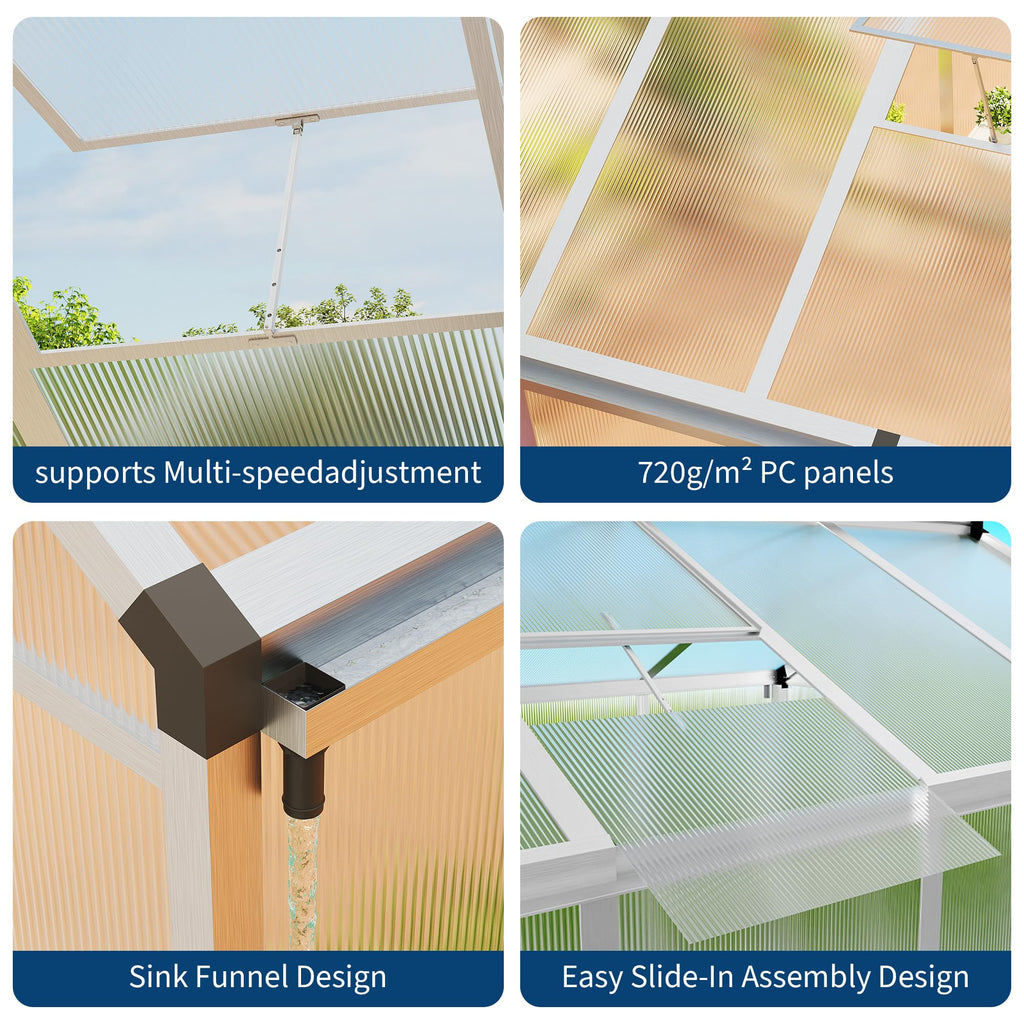 IDEALHOUSE Aluminum Polycarbonate Greenhouse (6×8 and 6×10 ft)