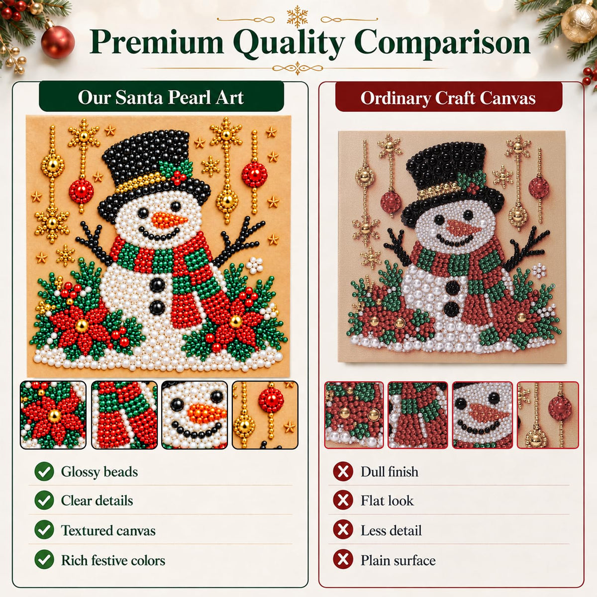 6 PCS DIY Pearl Diamond Art Kits for Adults, Wooden Christmas Ornaments