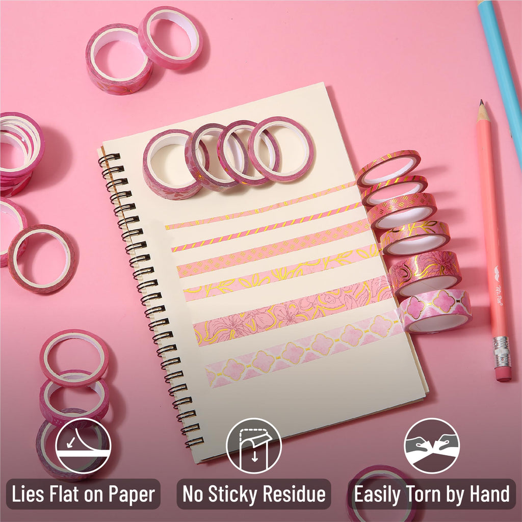 Mr. Pen- Washi Tape Set, 21 Rolls, Assorted Sizes, Floral