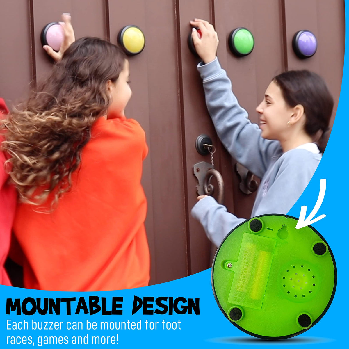 Teacher's Choice Light Up Game Buzzer System, Displays The Winning Player Loud, Unique Sounds for Each Buzzer, Great for Trivia Games, Family Feud, Jeopardy (8 Pack)