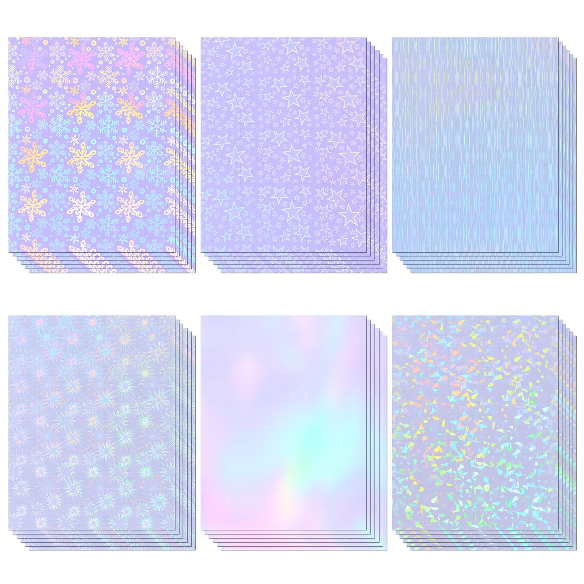 36 Sheets Holographic Laminating Sheets Clear Self Adhesive Sticker Paper