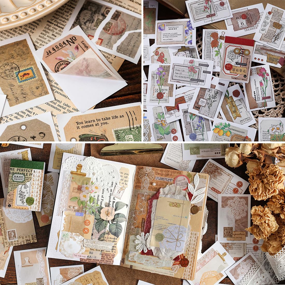 PRSTINCOL 2346PCS Quote Stickers,48 Sheets Scrapbook Supplies Kit Word Stickers for Journaling, Card Making, Vision Board Supplies for Adults Crafting