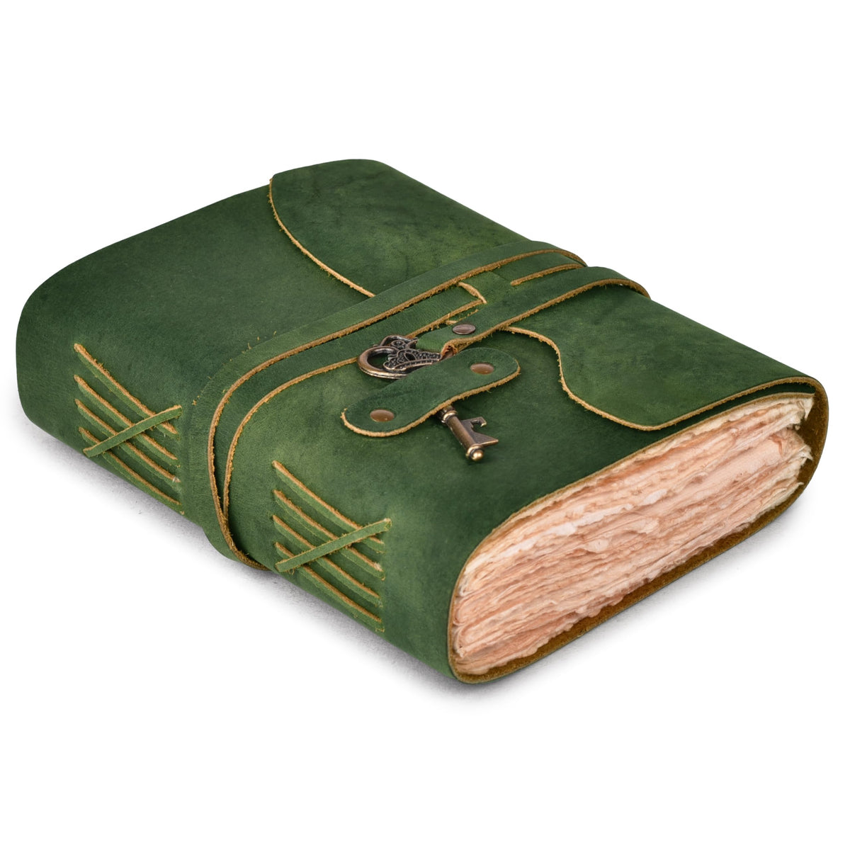 LEATHER VILLAGE Vintage Leather Journal Key Lock, Teal 6x4.