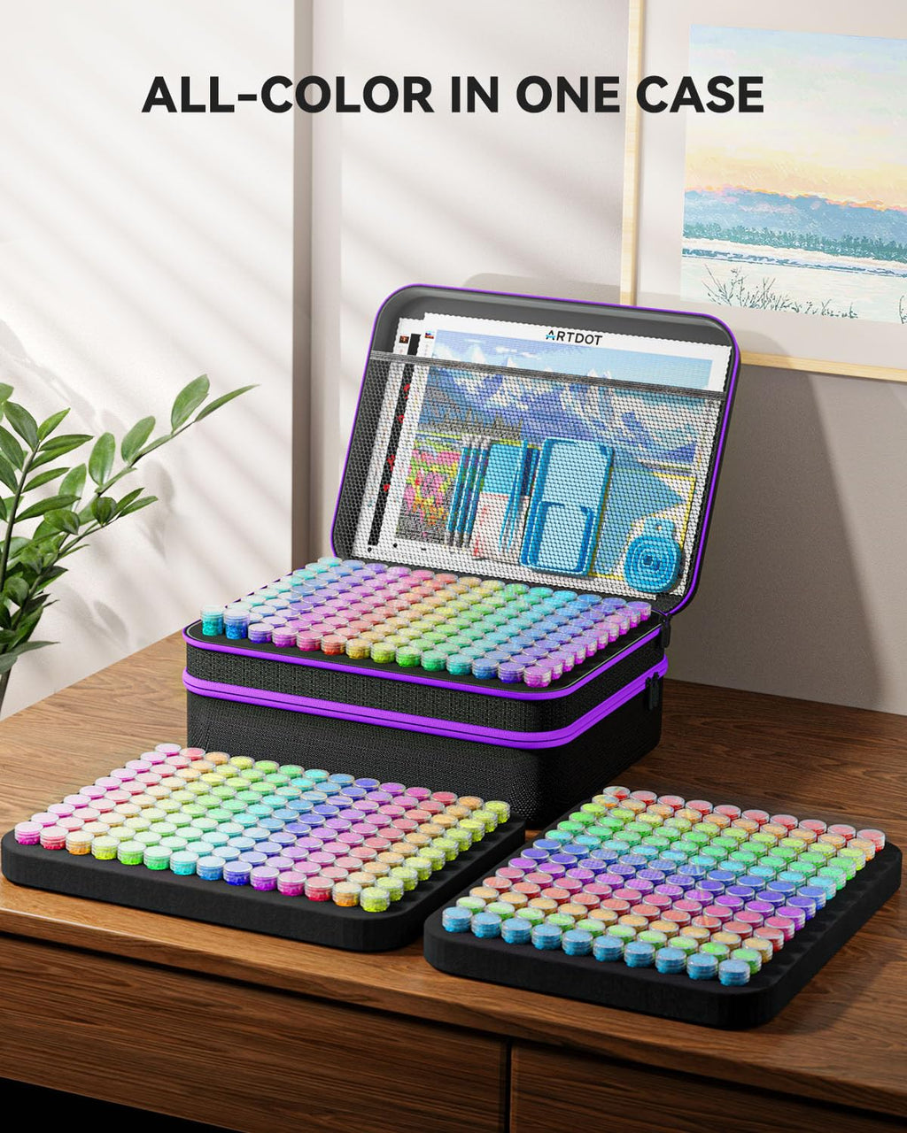 ARTDOT 60 Slots Storage Container for Diamond Art Kits for Adults, Portable Bead Storage Boxes for Diamond Painting Accessories and Tools