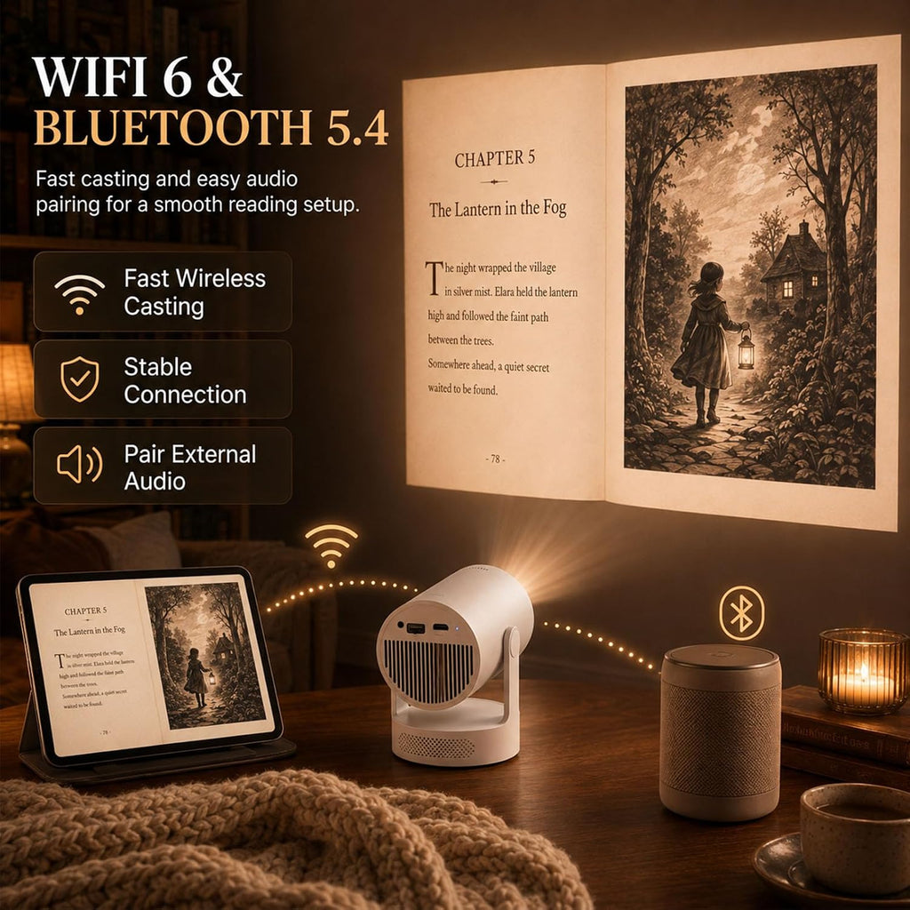 BookGlow Smart Reading Projector with Adjustable Stand