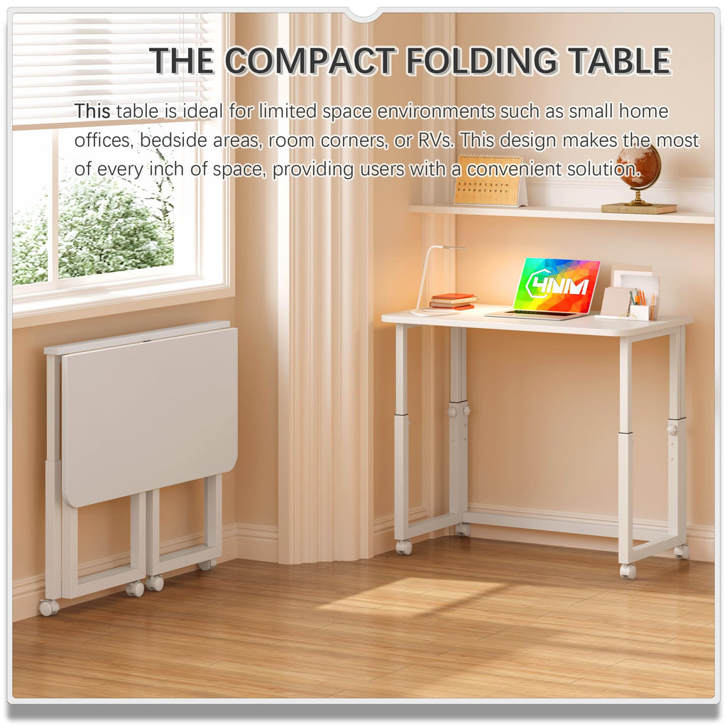 4NM 27.5-Inch Folding Student Desk with Wheels