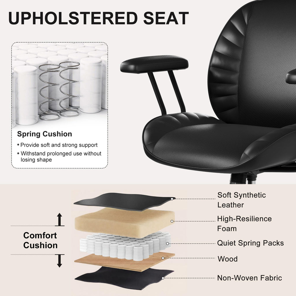 BFZ Leather Home Office Desk Chair with Lumbar Support, Brown