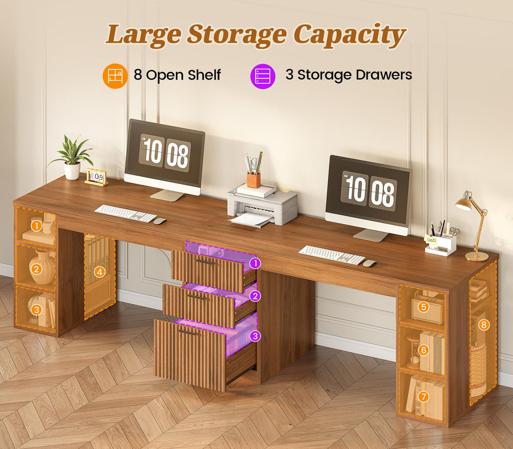 SEDETA 96.5-Inch Two-Student Desk with Drawers