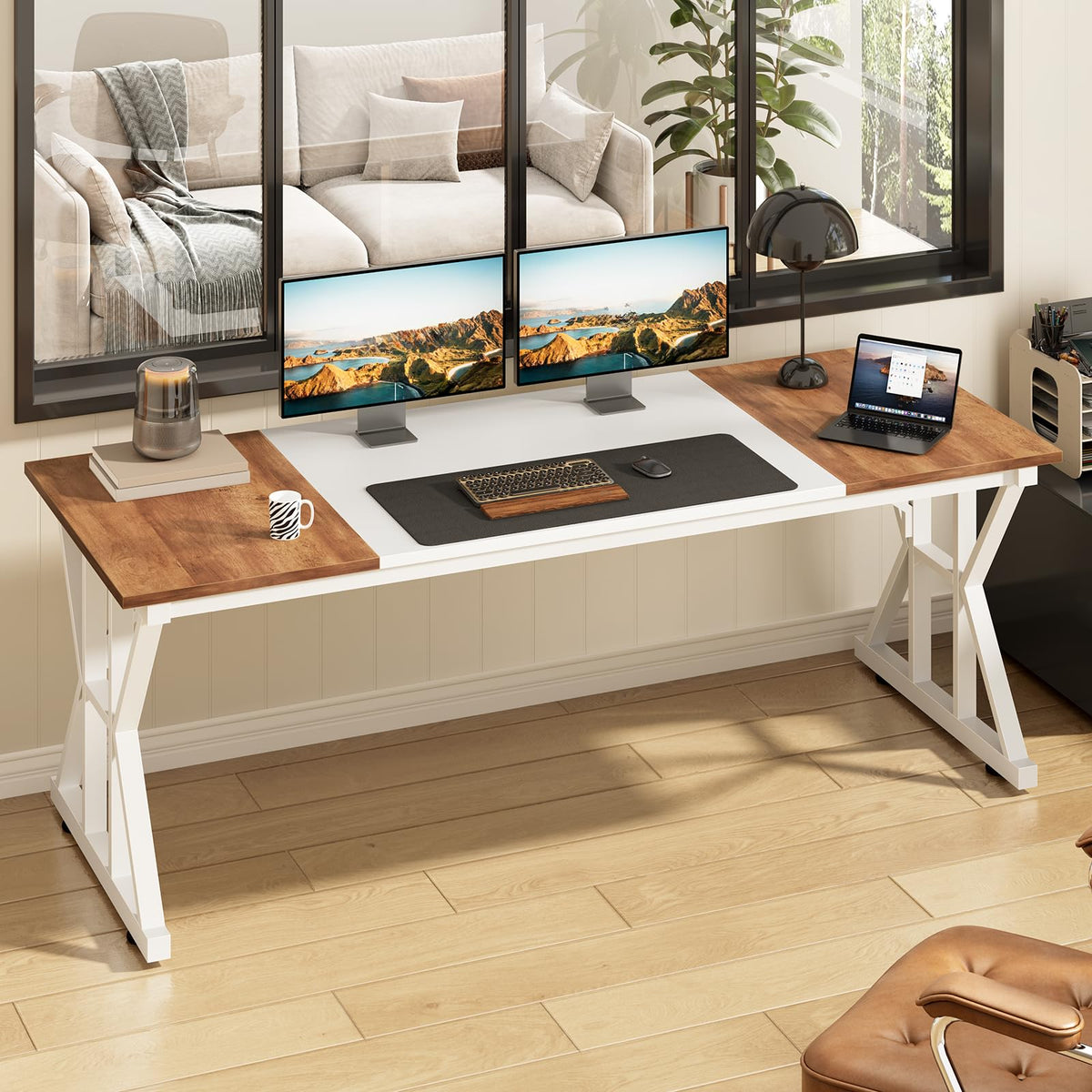 63" Large Computer Desk with Thickened Frame for Home Office, Living Room