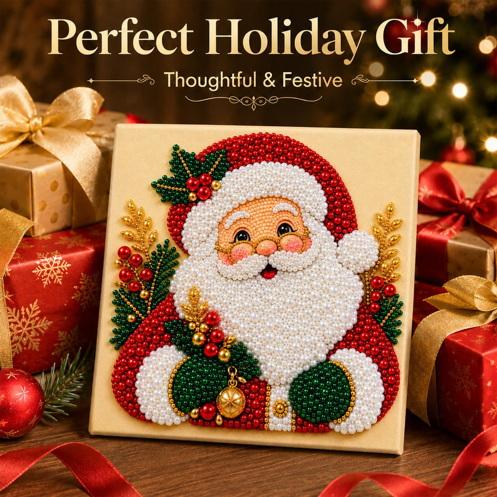 6 PCS DIY Pearl Diamond Art Kits for Adults, Wooden Christmas Ornaments