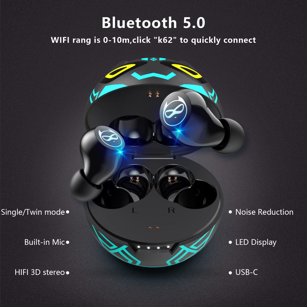 Wireless Earbuds for Kids, Headphones with Cute Panda Charging Case with Mic, Noise Cancelling,Typ-C, 3D Stereo Waterproof Bluetooth Buds for Sport & Outwork,3 x Ear caps(S,M,L)
