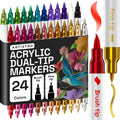 ARTISTRO Dual-Tip Acrylic Paint Markers – 1mm Fine & 1–5mm Brush Tip | ASTM D4236 Safe, Multi-Surface