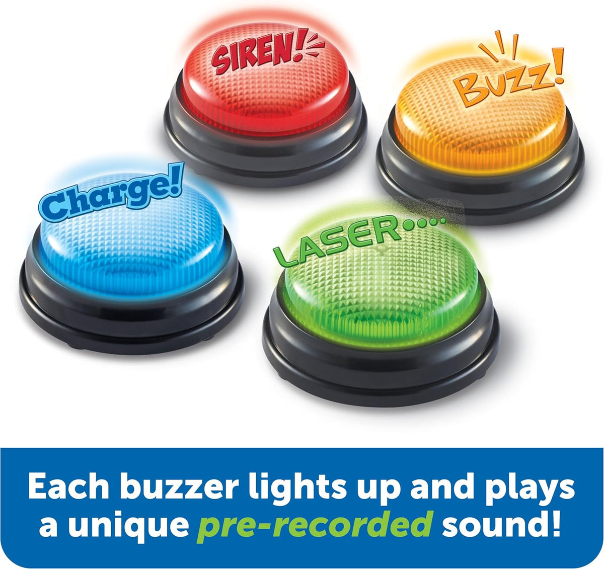 Learning Resources Lights & Sounds Answer Buzzers, Set of 4 (Ages 3+)