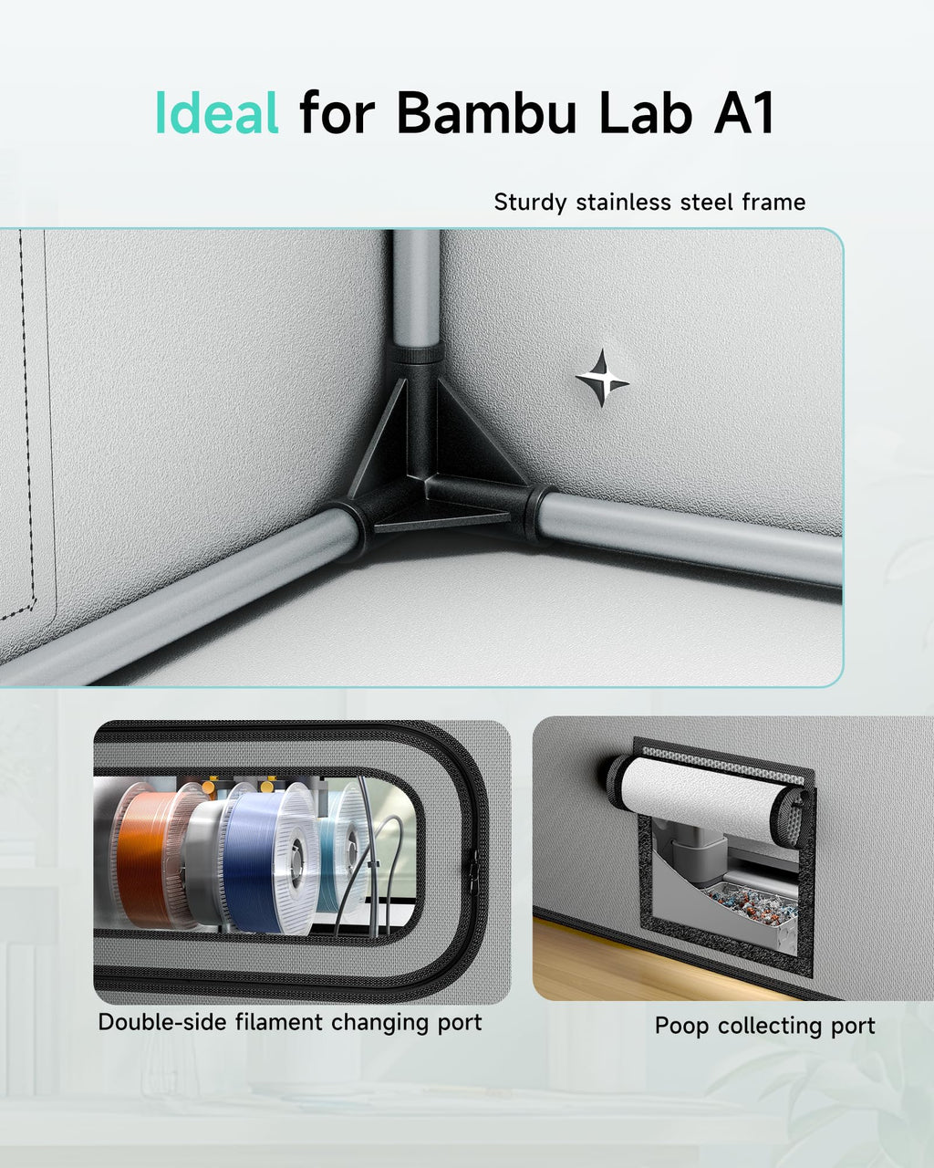 TOPCUBE 3D Printer Enclosure for Bambu Lab A1 Combo with LED Light