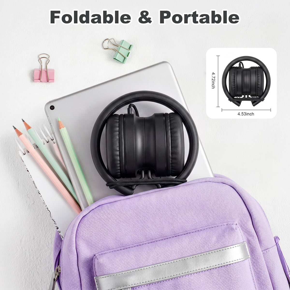 AILIHEN I35 Kids Headphones for School with Mic, 93dB Volume, Green Purple