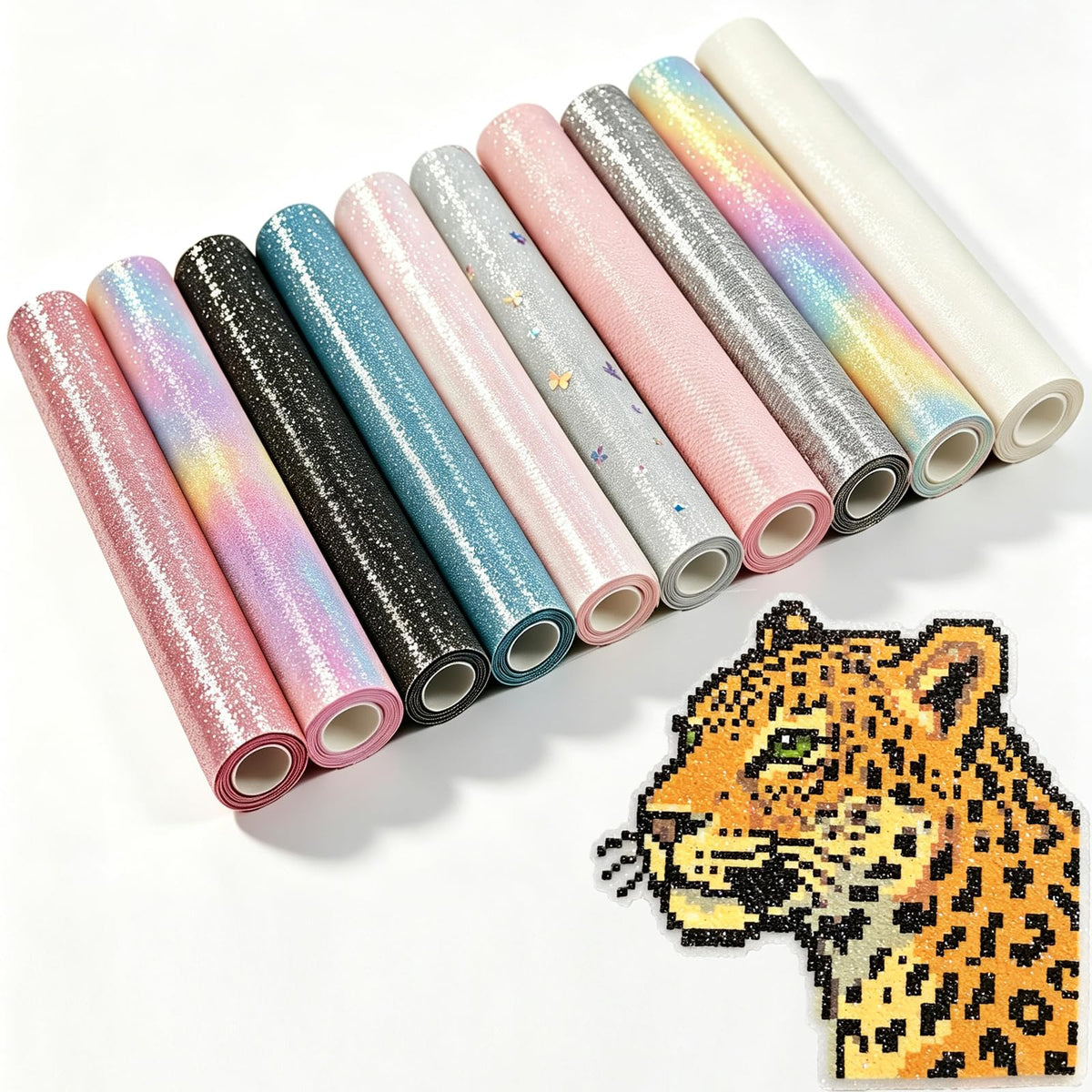 6 Sheets Rainbow Glitter Iron Paper for Perler Beads 7.8x6 Inch