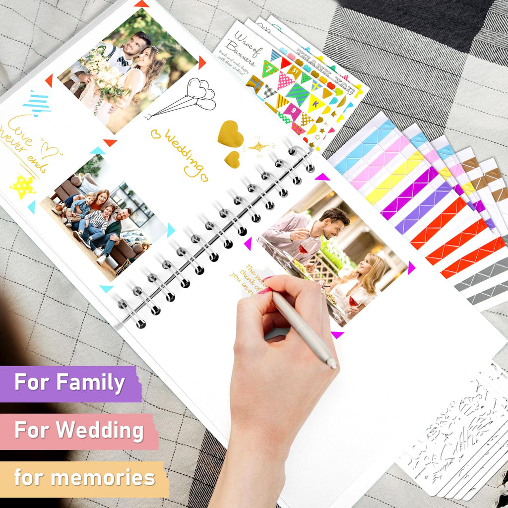 Gotideal 80 Pages Scrapbook Album with 10 Metallic Markers, Black