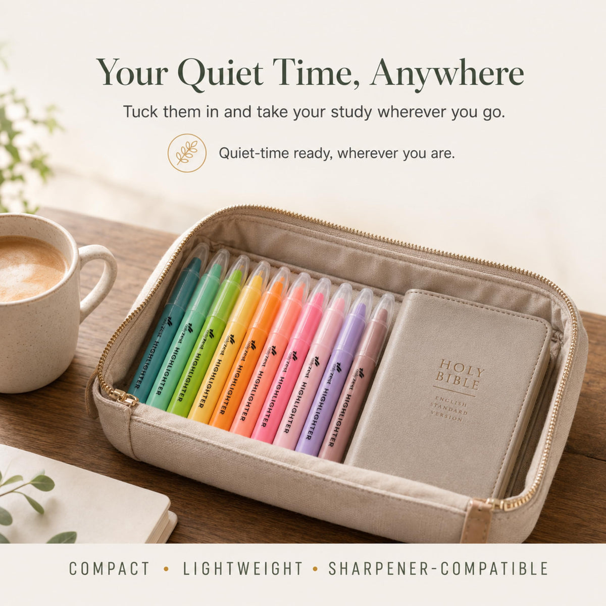 10 Pack Bible Safe Highlighters - Pastel Color, Wax Highlighters
