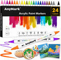 AnyMark 24 Colors Acrylic Paint Markers Brush & Fine Paint Pens