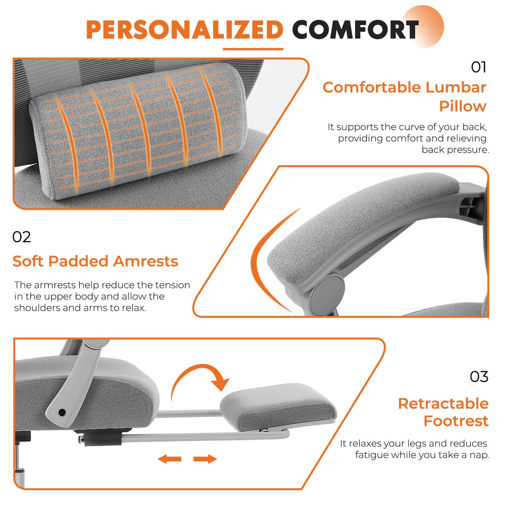 Sweetcrispy Ergonomic Office Desk Chair, Swivel Computer Chair