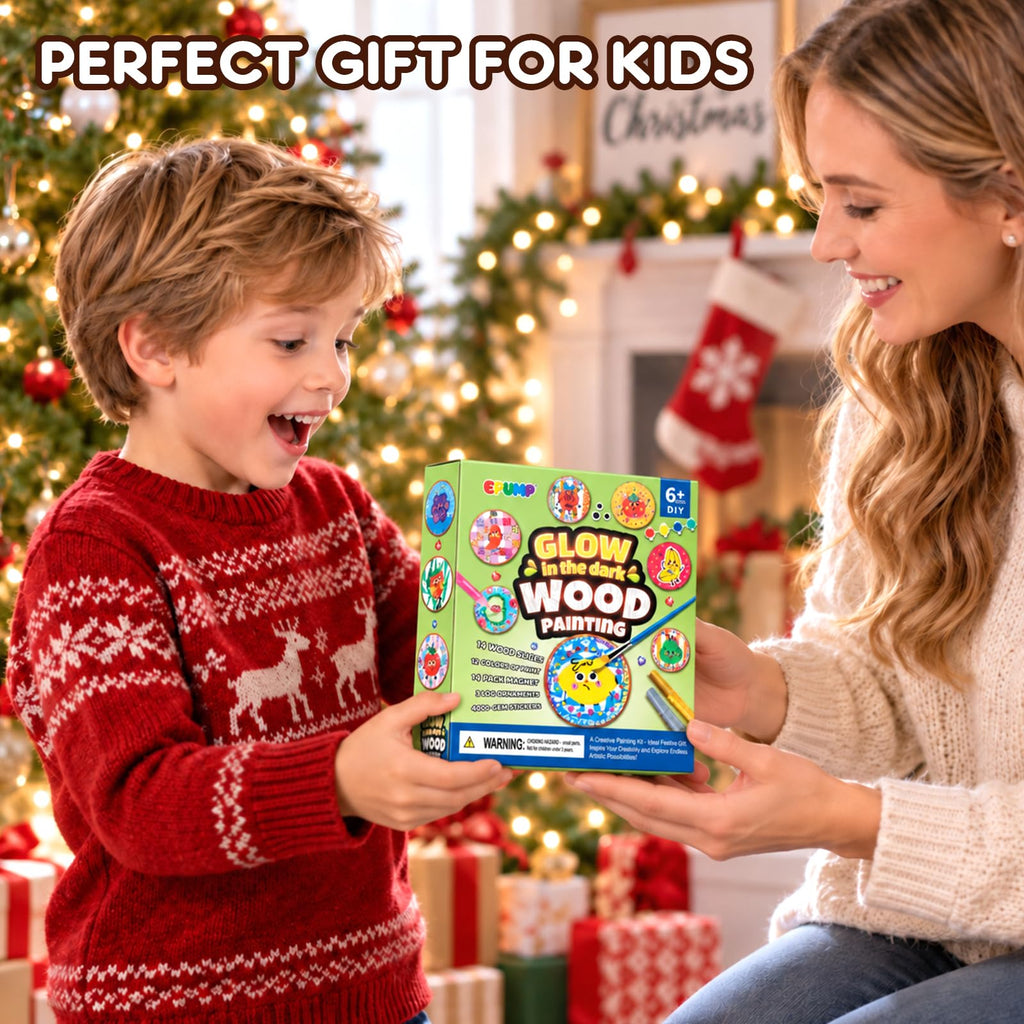 Wooden Painting Kit for Kids, Arts and Crafts Gift Set for Boys Girls 6-12