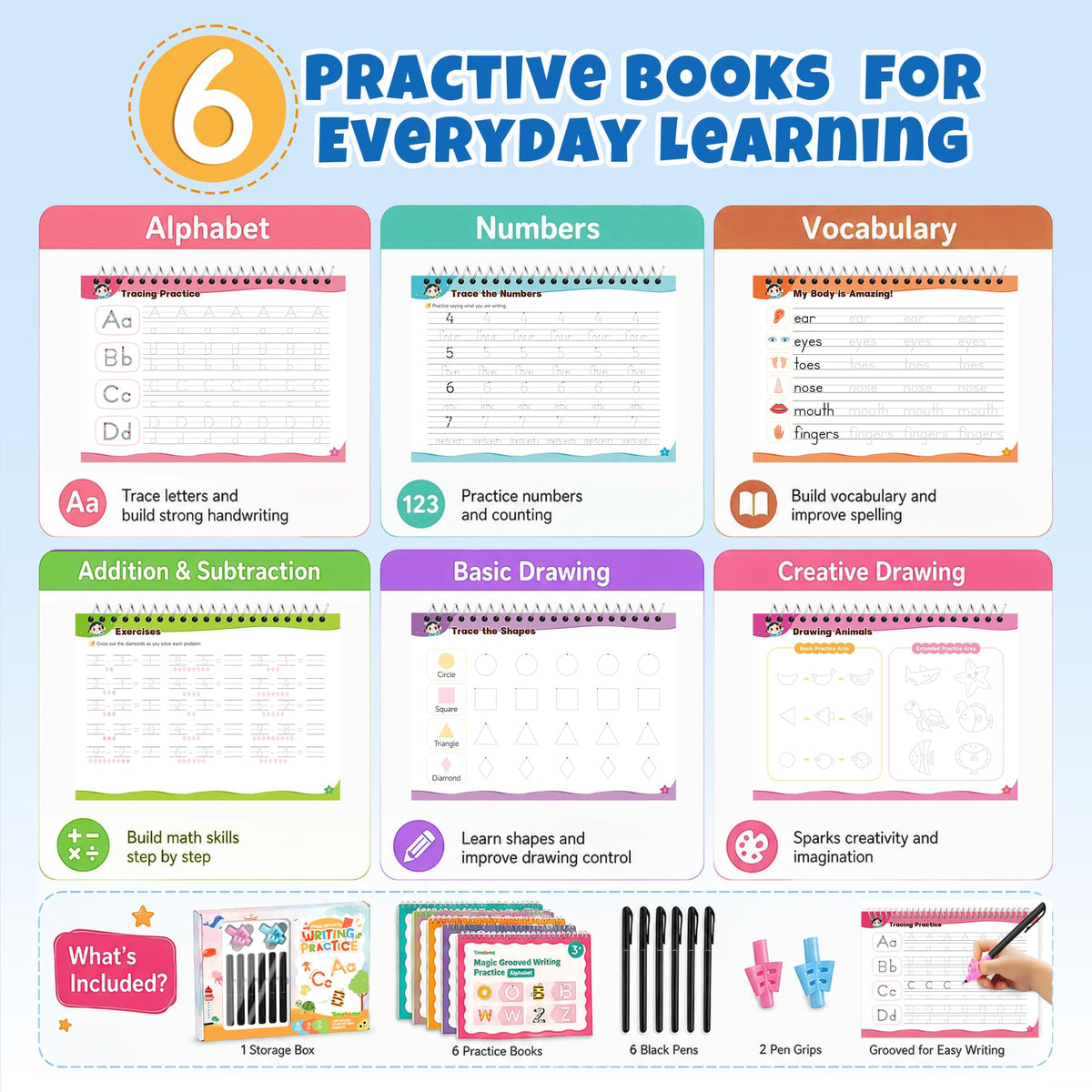 Magic Grooved Writing Practice Books for Kids 3-8